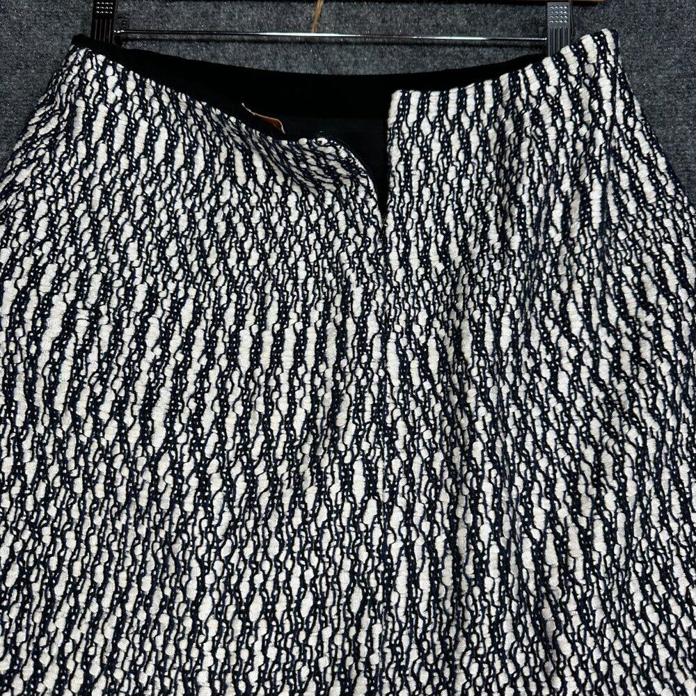 Tory Burch Skirt Womens 8 Pencil Tweed Cotton Blend Black White Zip Lined Pocket - Picture 8 of 8
